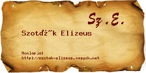 Szoták Elizeus névjegykártya